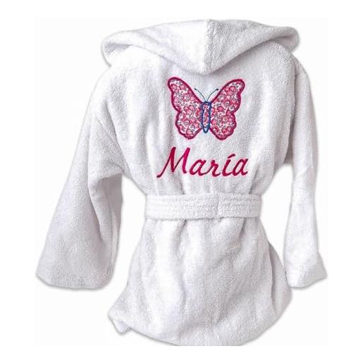 Cocholate accappatoio bambino personalizzabile con nome ricamato - fabbricazione spagnola - vestaglia da bagno spugna bianca assorbente. , bianco, 