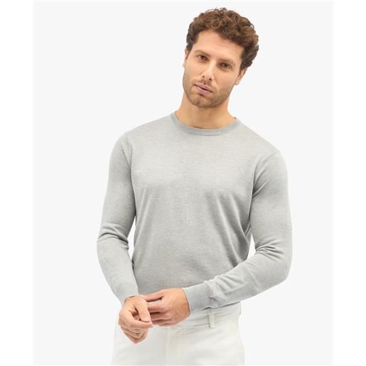 Brooks Brothers maglione girocollo grigio chiaro in misto seta e cashmere