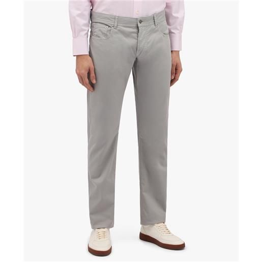 Brooks Brothers pantalone a cinque tasche grigio chiaro in cotone elasticizzato