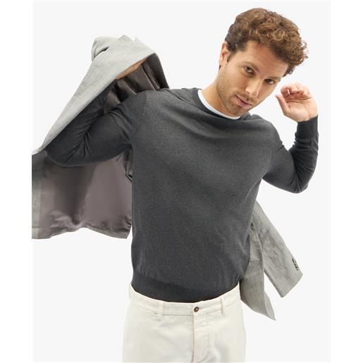 Brooks Brothers maglione girocollo grigio scuro in misto seta e cashmere