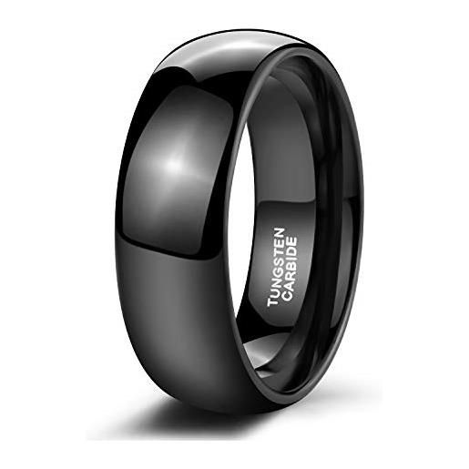 Zakk anelli da donna e uomo in tungsteno nero lucido anello di fidanzamento fedi nuziali 2mm 4mm 6mm 8mm (8mm, 54 (17.2))