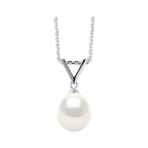 PEARLS & COLORS NATURAL FINE PEARLS pearls & colors - collana ona- vera perla di coltura d'acqua dolce 9-10 mm - colore bianco naturale - qualità aaa+ - argento 925 - gioiello donna