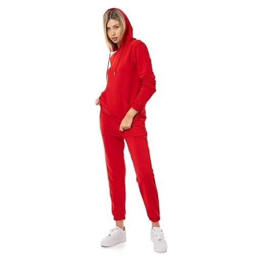 Redbridge red bridge - tuta da donna per il tempo libero, con cappuccio premium basic, colore: rosso, xs