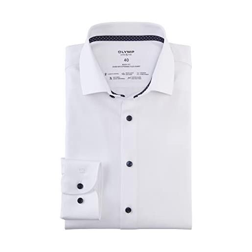 Olymp uomo camicia business a maniche lunghe level five 24 seven, body fit, modern kent, weiss 00,40