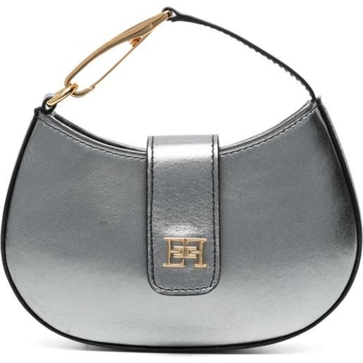 Elisabetta Franchi borsa mini con placca logo - grigio