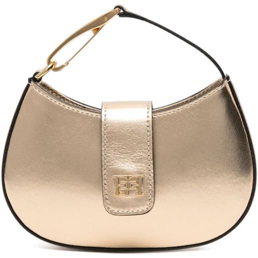 Elisabetta Franchi borsa mini con placca logo - oro