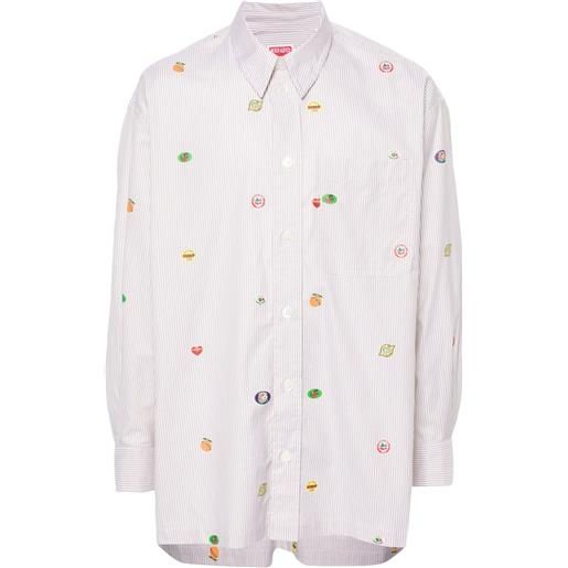 Kenzo camicia a righe fruit stickers - toni neutri