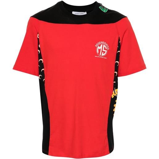 Marine Serre t-shirt regenerated con design a inserti - rosso