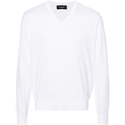 Dsquared2 maglione con scollo a v - bianco
