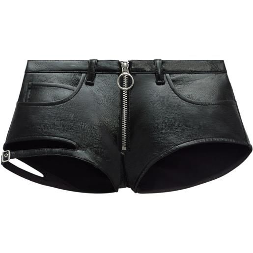 Courrèges shorts corti con zip - nero