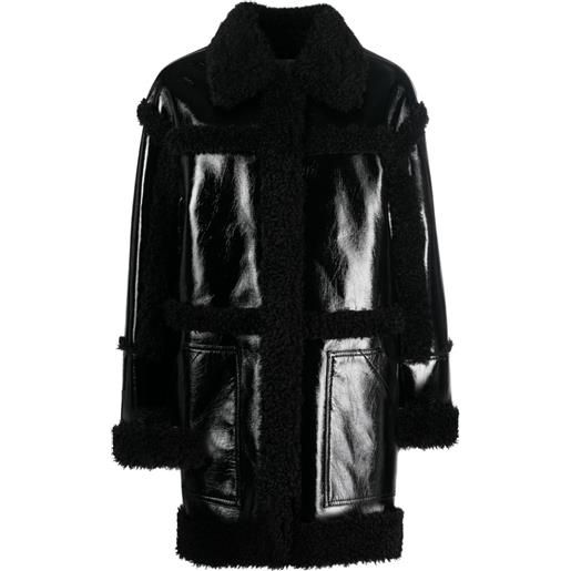 STAND STUDIO cappotto con finta pelliccia - nero