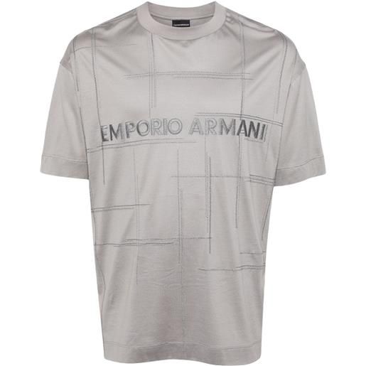 Emporio Armani t-shirt con ricamo - grigio