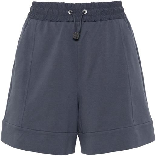 Brunello Cucinelli shorts con vita alta elasticizzata - blu