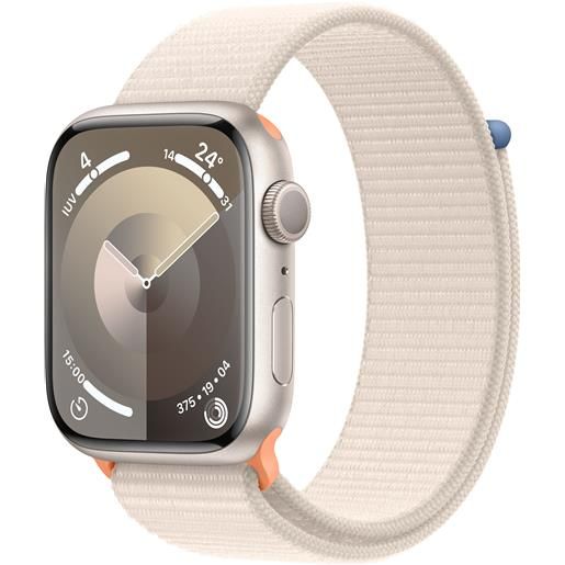 APPLE smartwatch apple watch series 9 gps cassa 45mm in alluminio galassia con cinturino sport loop galassia