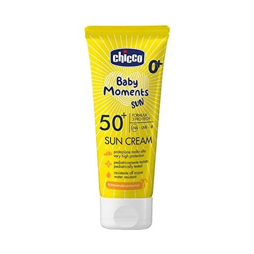 Chicco crema solare minerale spf 50 +, per bambini, resistente all'acqua, ottima protezione contro uva, uvb e infrarossi, 0 mesi +, 75 ml
