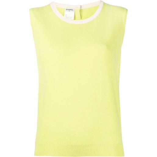 CHANEL Pre-Owned - top smanicato 1996 - donna - cashmere - 44 - verde
