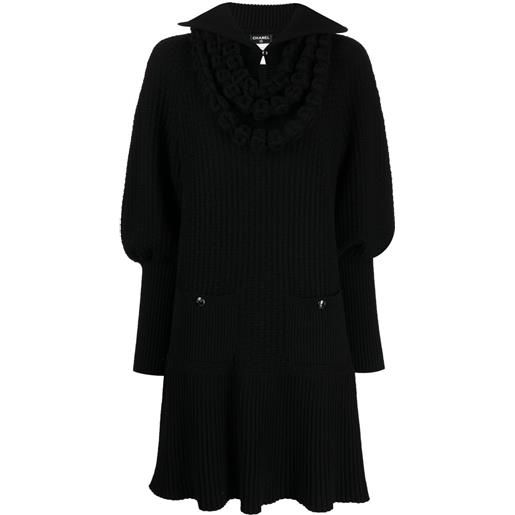 CHANEL Pre-Owned - abito a maniche lunghe - donna - lana - 40 - nero