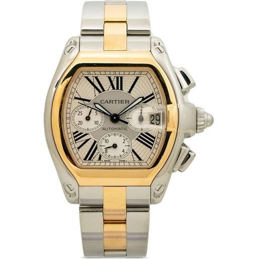 Cartier - orologio roadster 43mm pre-owned 2003 - unisex - acciaio inossidabile/oro giallo - taglia unica - argento