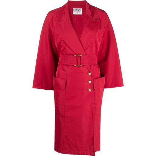 CHANEL Pre-Owned - cappotto doppiopetto anni '90-2000 - donna - cotone - taglia unica - rosso