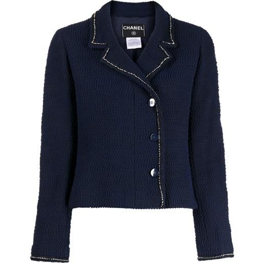 CHANEL Pre-Owned - giacca con chiusura laterale pre-owned 2000 - donna - nylon/seta/lana/seta - 40 - blu