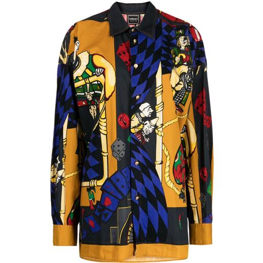 Versace Pre-Owned - camicia con stampa pre-owned '90-2000 - donna - cotone - l - giallo
