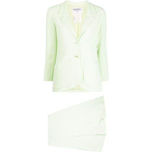 CHANEL Pre-Owned - tailleur monopetto con gonna 1994 - donna - rayon/acetato - 34 - verde