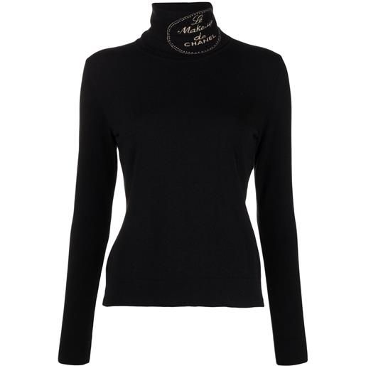 CHANEL Pre-Owned - maglione a collo alto 2004 - donna - cashmere/poliestere - 42 - nero