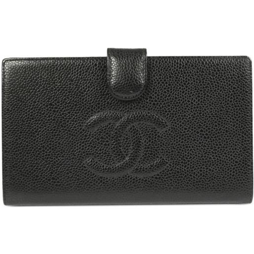 CHANEL Pre-Owned - portafoglio bi-fold con logo cc 2005 - donna - pelle caviar - taglia unica - nero
