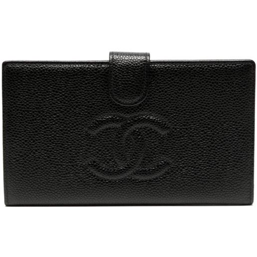 CHANEL Pre-Owned - portafoglio bi-fold con logo cc 2002 - donna - pelle caviar - taglia unica - nero