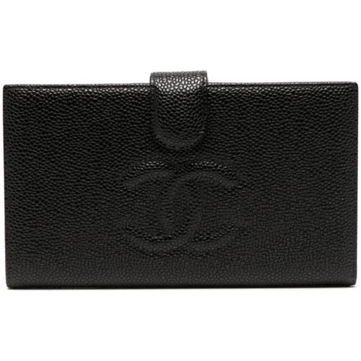 CHANEL Pre-Owned - portafoglio bi-fold con logo cc 2003 - donna - pelle caviar - taglia unica - nero
