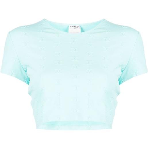 CHANEL Pre-Owned - t-shirt crop 1997 cc - donna - spandex/elastam/nylon - 40 - blu