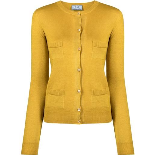 Prada Pre-Owned - cardigan - donna - seta/cashmere - 38 - giallo