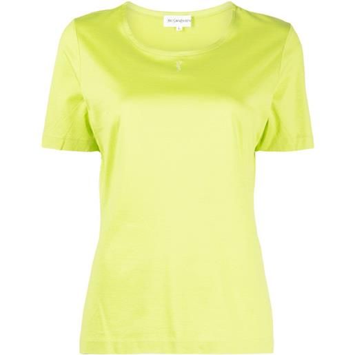Saint Laurent Pre-Owned - t-shirt con strass 1990-2000 - donna - cotone - l - verde