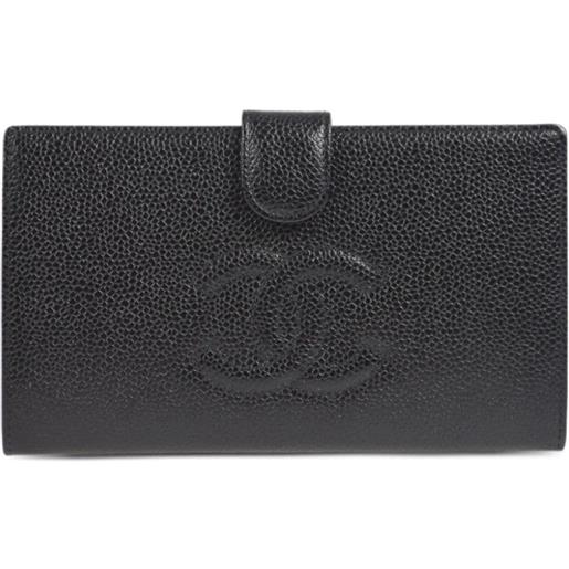 CHANEL Pre-Owned - portafoglio bi-fold con logo cc pre-owned 1998 - donna - pelle caviar - taglia unica - nero
