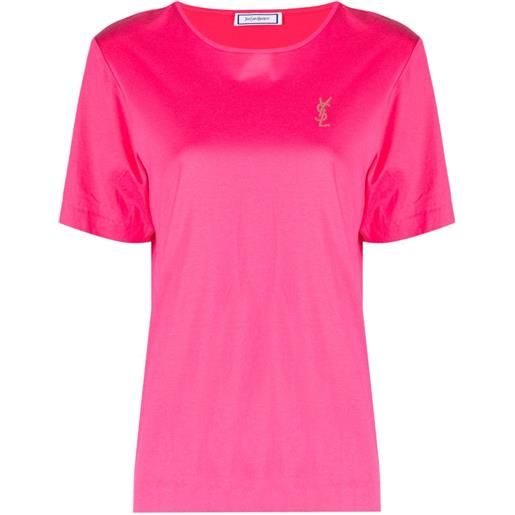 Saint Laurent Pre-Owned - t-shirt con strass cassandre anni '90-2000 - donna - cotone - m - rosa