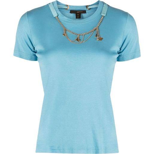 Louis Vuitton Pre-Owned - t-shirt con dettaglio collana - donna - cotone - xs - blu