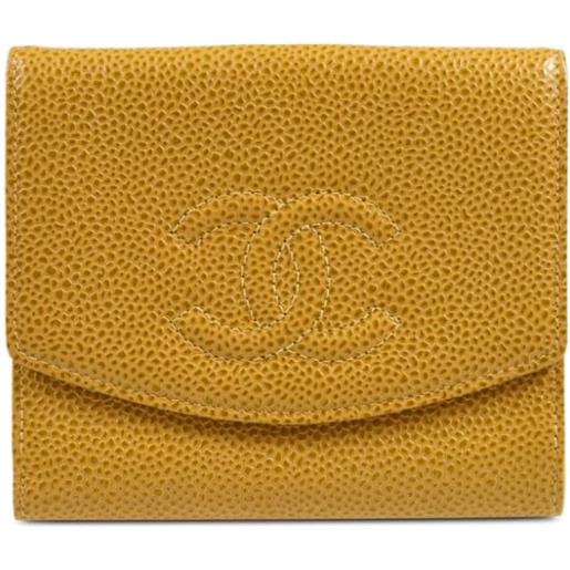 CHANEL Pre-Owned - portafoglio bi-fold cc 2003 - donna - pelle caviar - taglia unica - toni neutri