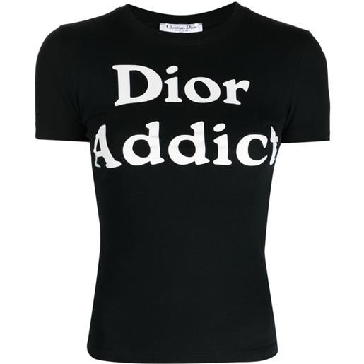 Christian Dior Pre-Owned - t-shirt dior addict con stampa - donna - cotone - 36 - nero