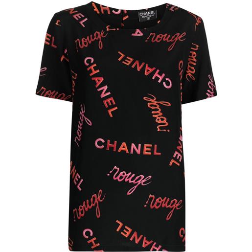CHANEL Pre-Owned - t-shirt con stampa pre-owned anni 2010 - donna - seta - taglia unica - nero