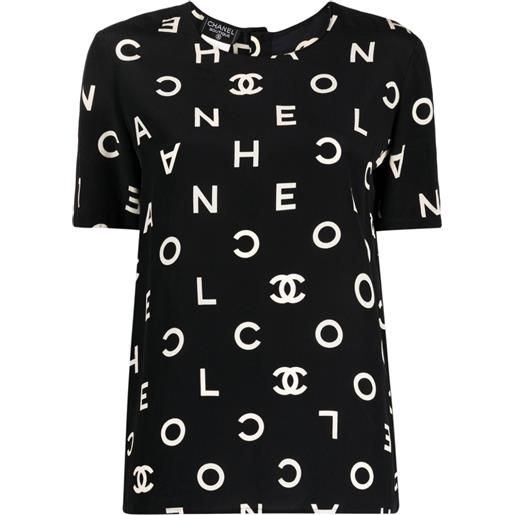 CHANEL Pre-Owned - t-shirt con stampa pre-owned 1997 - donna - seta - 42 - nero