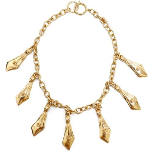 CHANEL Pre-Owned - cc tie charm necklace - donna - placcatura in oro - taglia unica