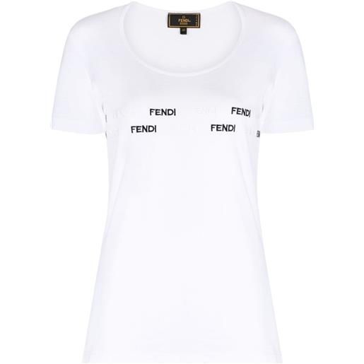 Fendi Pre-Owned - t-shirt con ricamo anni '90-2000 - donna - cotone - 40 - bianco