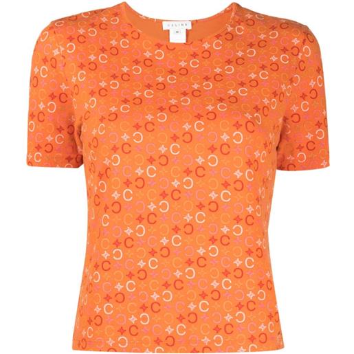 Céline Pre-Owned - t-shirt macadam anni '90-2000 - donna - cotone/spandex/elastam - m - arancione