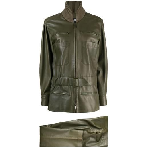 CHANEL Pre-Owned - set giacca e pantaloni 2001 - donna - pelle di agnello/seta - 36 - verde