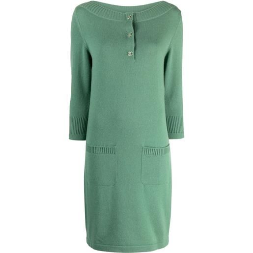 CHANEL Pre-Owned - abito corto 2010 - donna - poliestere/cashmere - 38 - verde