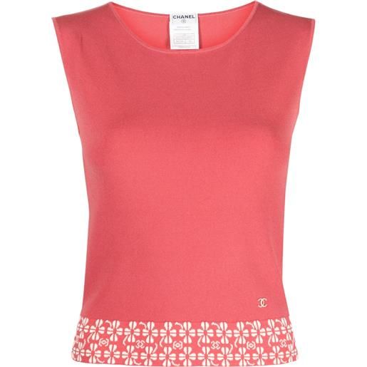 CHANEL Pre-Owned - top smanicato cc 2001 - donna - poliestere/cotone/viscosa - 36 - rosa