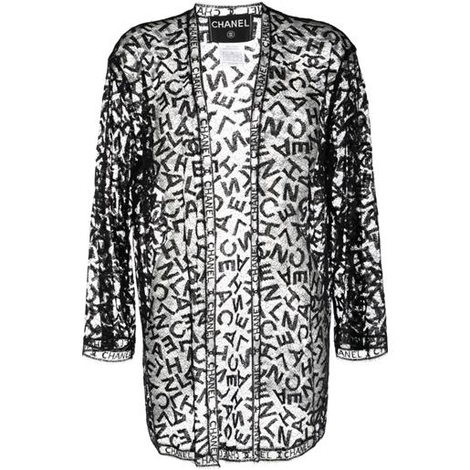 CHANEL Pre-Owned - giacca semi trasparente con logo 1998 - donna - cotone/poliammide - 40 - nero