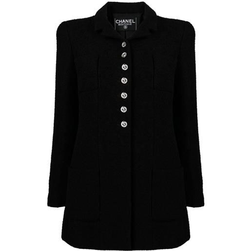 CHANEL Pre-Owned - cappotto monopetto pre-owned anni 2000 - donna - cotone/seta - taglia unica - nero