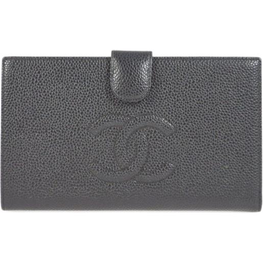 CHANEL Pre-Owned - portafoglio bi-fold con logo cc 2005 - donna - pelle caviar - taglia unica - nero