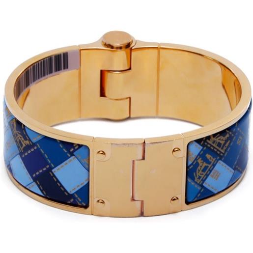 Hermès Pre-Owned - bracciale rigido bolduc au carre anni 2000 - donna - placcatura in oro - taglia unica - blu